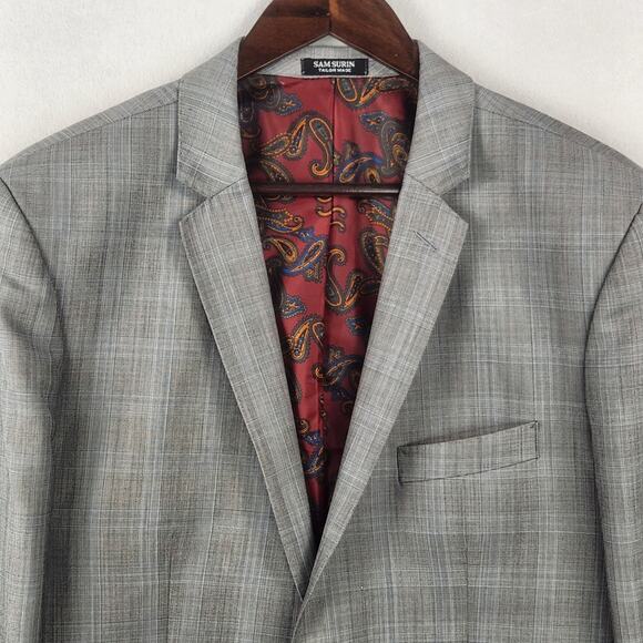 Sam Surin Bespoke Blazer Men 42 Gray Glen Plaid Luxury Wool Italy Jacket EUC - Picture 8 of 16